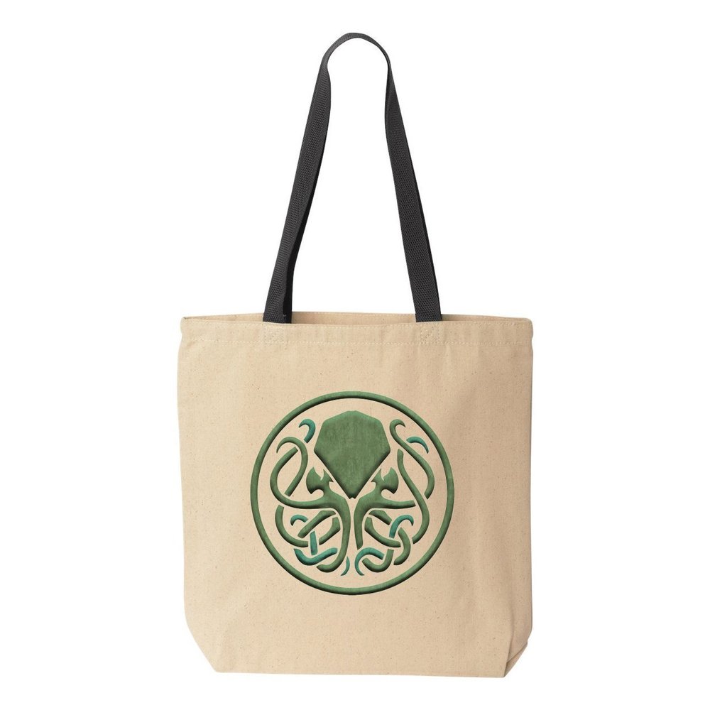Cthulhu Celtic Natural Canvas Tote - [Black Handle] :^)